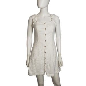 ROXY White Cotton Button Front Sundress Size Medium